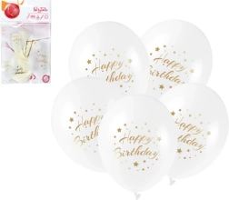 Palloncini in lattice Happy Birthday con stampa dorata 28 cm, 5 pz
