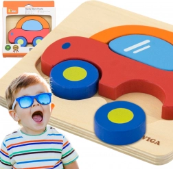 VIGA primi puzzle in legno per bambini Auto
