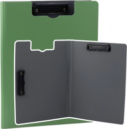 Tavoletta con copertura e due clip A4 verde