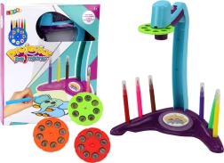 Proiettore per disegno con 3 dischi intercambiabili e pennarelli, viola