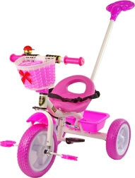 Triciclo per bambini PRO100 rosa con cestino e ruote in EVA