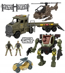 Set mecha robotico con trattore e elicottero 60 cm con effetti luminosi e sonori