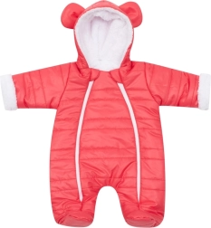 Tutina invernale per neonato con cappuccio e orecchie New Baby Pumi rosso lampone