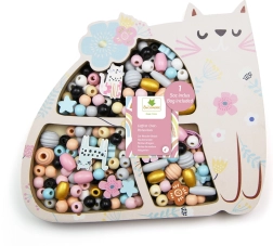 Perline pastello in legno a forma di gatto