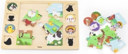Puzzle in legno su base Viga – abbina le ombre, fattoria