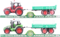 Trattore di plastica con volano e rimorchio 32 cm