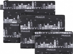 Set di tre pochette da viaggio Praga con zip