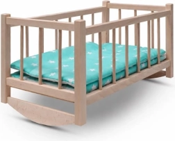 Culla/lettino in legno Baby Mix per bambole con biancheria da letto