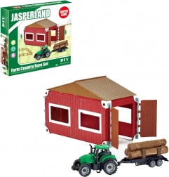 Set trattore e fattoria con fienile