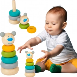 Torre impilabile in legno con orsetto Montessori SMALL FOOT