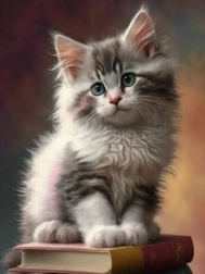 Mosaico di diamanti – gattino sui libri