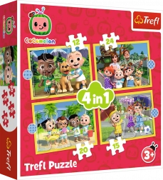 Puzzle 4v1 Cocomelon, Conosci gli eroi Trefl