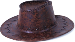 cappello da cowboy in similpelle marrone per adulti