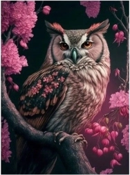 Mosaico a Diamanti - Gufo nelle rose