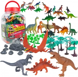 Boley set di dinosauri in secchio – set da 55 pezzi T‑Rex e amici