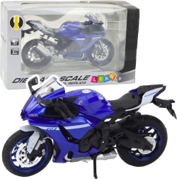 Moto sportiva in metallo blu R1 1:12