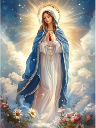 Pittura diamantata Madonna tra le nuvole 30 × 40 cm