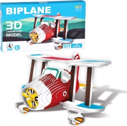 Puzzle 3D modello di aereo in cartone – biplano, DIY 62 pezzi