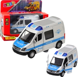 Auto della polizia in metallo 1:32 con meccanismo pull back, luci e suoni