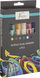 Pennarelli acrilici a doppia punta NASSAU FINE ART, 6 colori