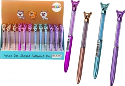 Penna a sfera con cagnolino e cristalli, inchiostro blu 0,7 mm