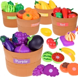 set per bambini per tagliare frutta e verdura con velcro con apprendimento dei colori, 34 pezzi