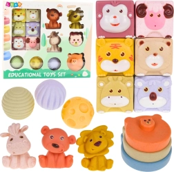 Set di morbidi giochi sensoriali con animaletti in gomma eco, 18 pezzi