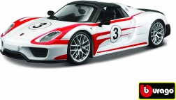 Modello d'auto in metallo 1:24 Porsche 918 Weissach – bianco