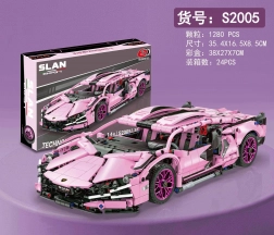 Set di costruzione auto sportiva rosa 1280 pezzi