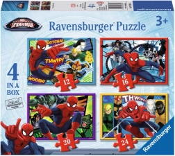 Puzzle per bambini Disney Spider-Man 4 in 1 – 12, 16, 20 e 24 pezzi, 19×14 cm