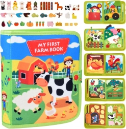 Quiet book sensoriale in feltro a tema fattoria con elementi in velcro