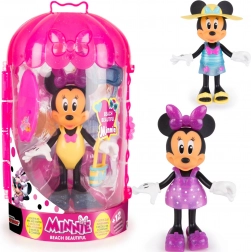 Disney Minnie Mouse mini bambola da spiaggia con armadietto e vestitini