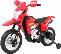 Moto da cross elettrica per bambini 6V – rossa con rotelle stabilizzatrici e luci LED