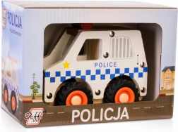 auto della polizia in legno con ruote in gomma