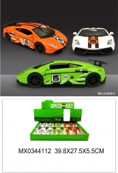 modello di auto sportiva in metallo con porte apribili e funzione pull back