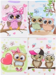 Borsa regalo con motivo di gufetti 31 × 42 × 12 cm