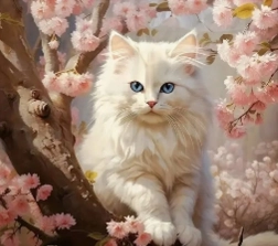 Norimpex diamond painting Gatto bianco sull'albero 30 × 40 cm