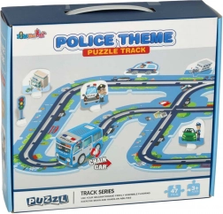 Pista per bambini della polizia puzzle con veicoli e segnali stradali
