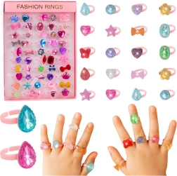 Set di anellini glitter per bambini, colorati, 50 pz