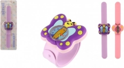 Orologio per bambini autoavvolgente con farfallina, in silicone, 22 cm