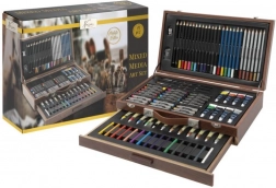 Grande valigetta creativa in legno – set da 91 pezzi per pittura e disegno