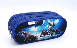 Astuccio con motivo di hockey su ghiaccio, doppia cerniera, blu
