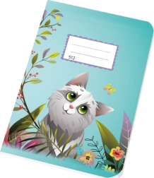 Quaderno scolastico A5 512 con motivo di gatta, righe 16 mm