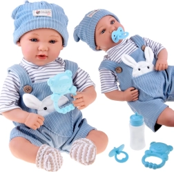 Bambola interattiva 46 cm con salopette blu e set di accessori