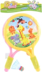 Racchette per bambini con animaletti – set con pallina e cestino