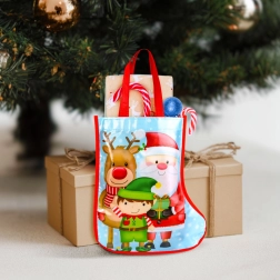 Sacchetto regalo natalizio blu a forma di stivale, 33 cm
