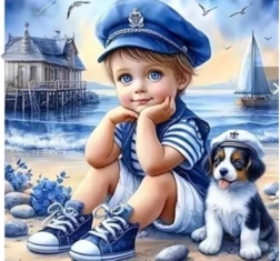 Pittura diamantata Piccolo Marinaio 30 × 40 cm