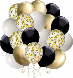Set di palloncini oro e nero - 50 pezzi