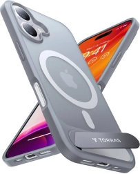 Torras Pstand custodia per iPhone 16 Plus grigio titanio