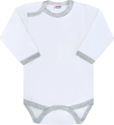 Body neonato a maniche lunghe con bordo grigio NEW BABY
